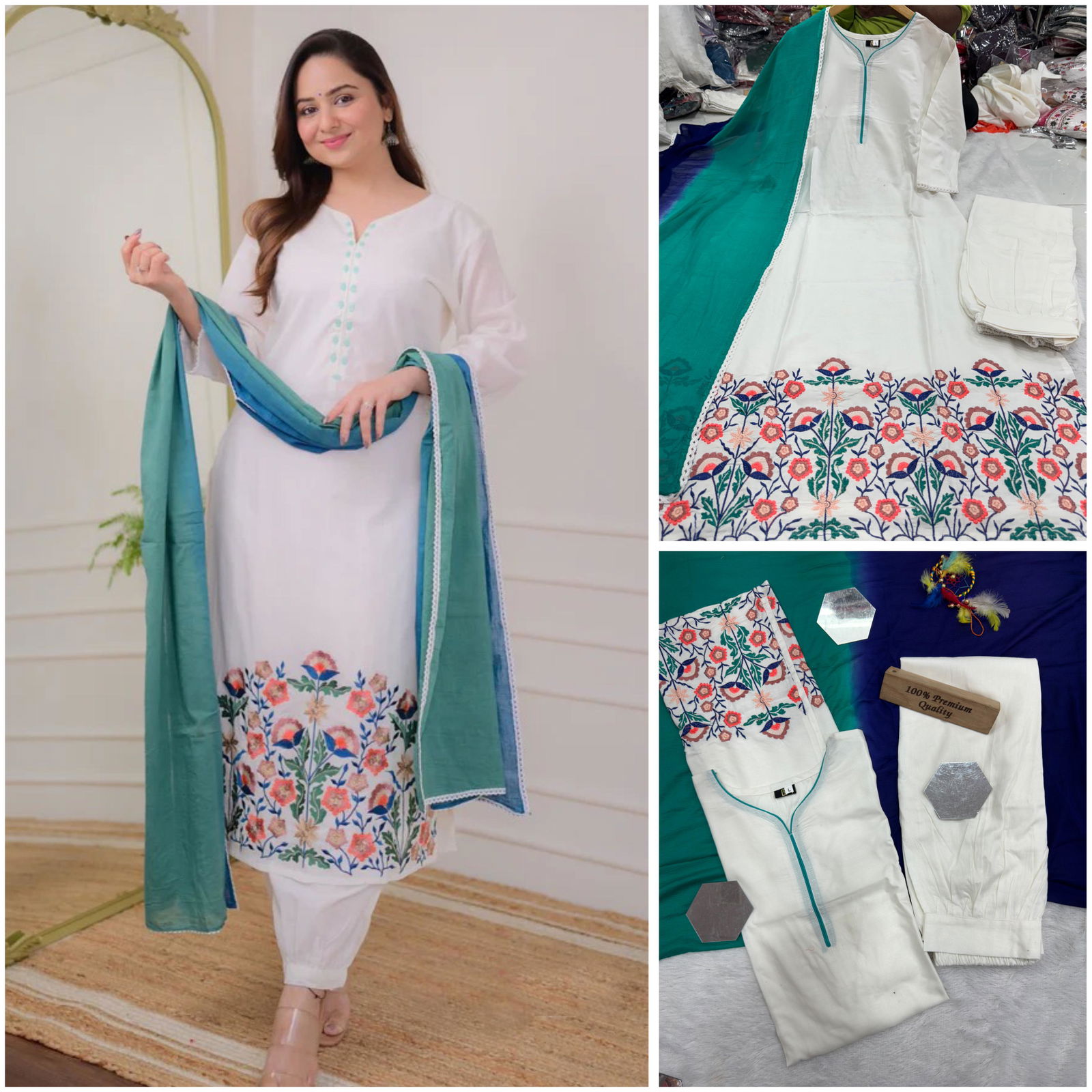 TDG IPL Pure Rayon cotton with Embroidery Kurti With Bottom Dupatta Wholesale Online